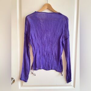 Issey Miyake FETE Pleated High Neck Top Key Hole Back Size 2 Made In Japan